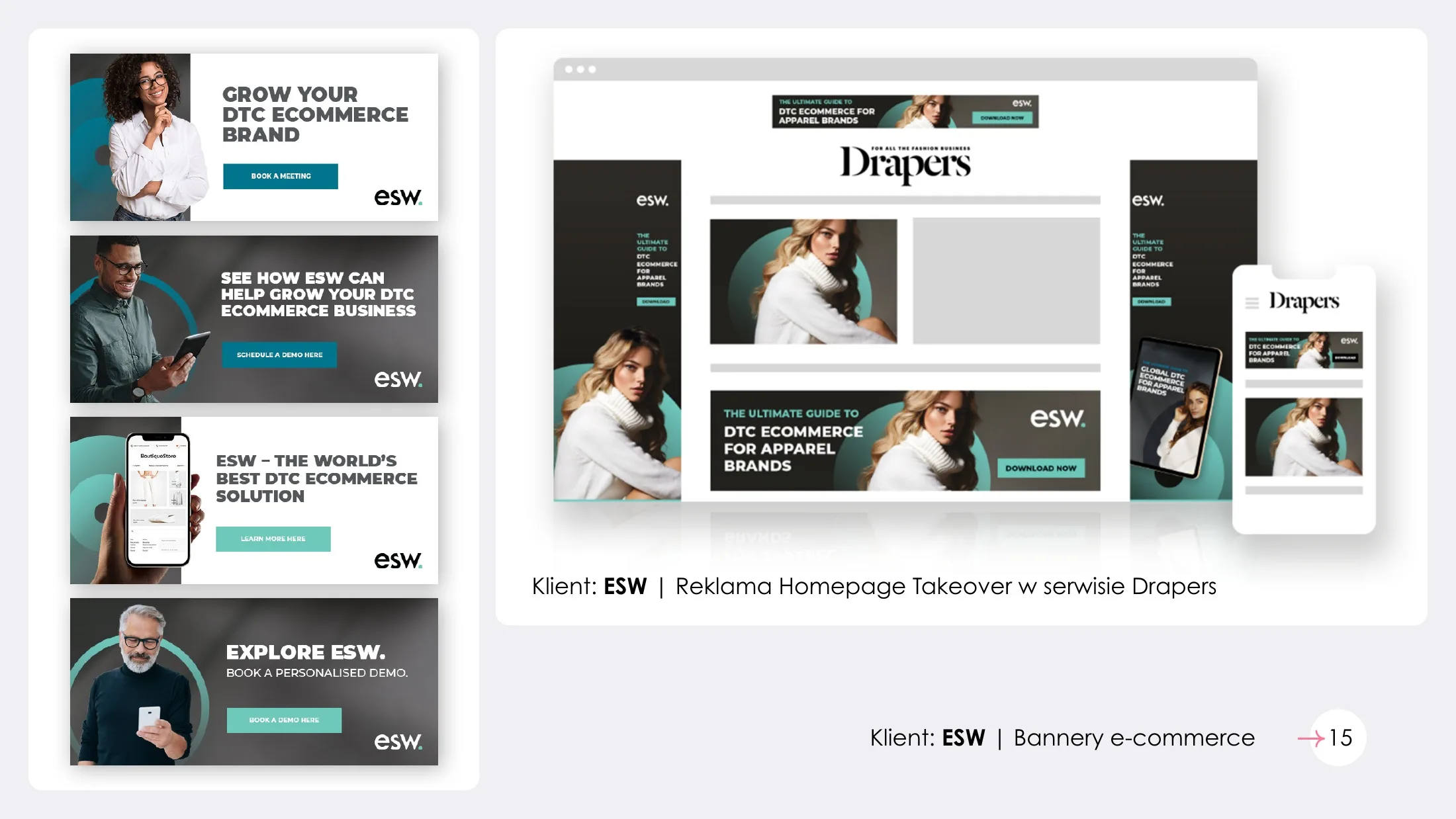 ESW: reklama Homepage Takeover w serwisie Drapers i bannery e-commerce.