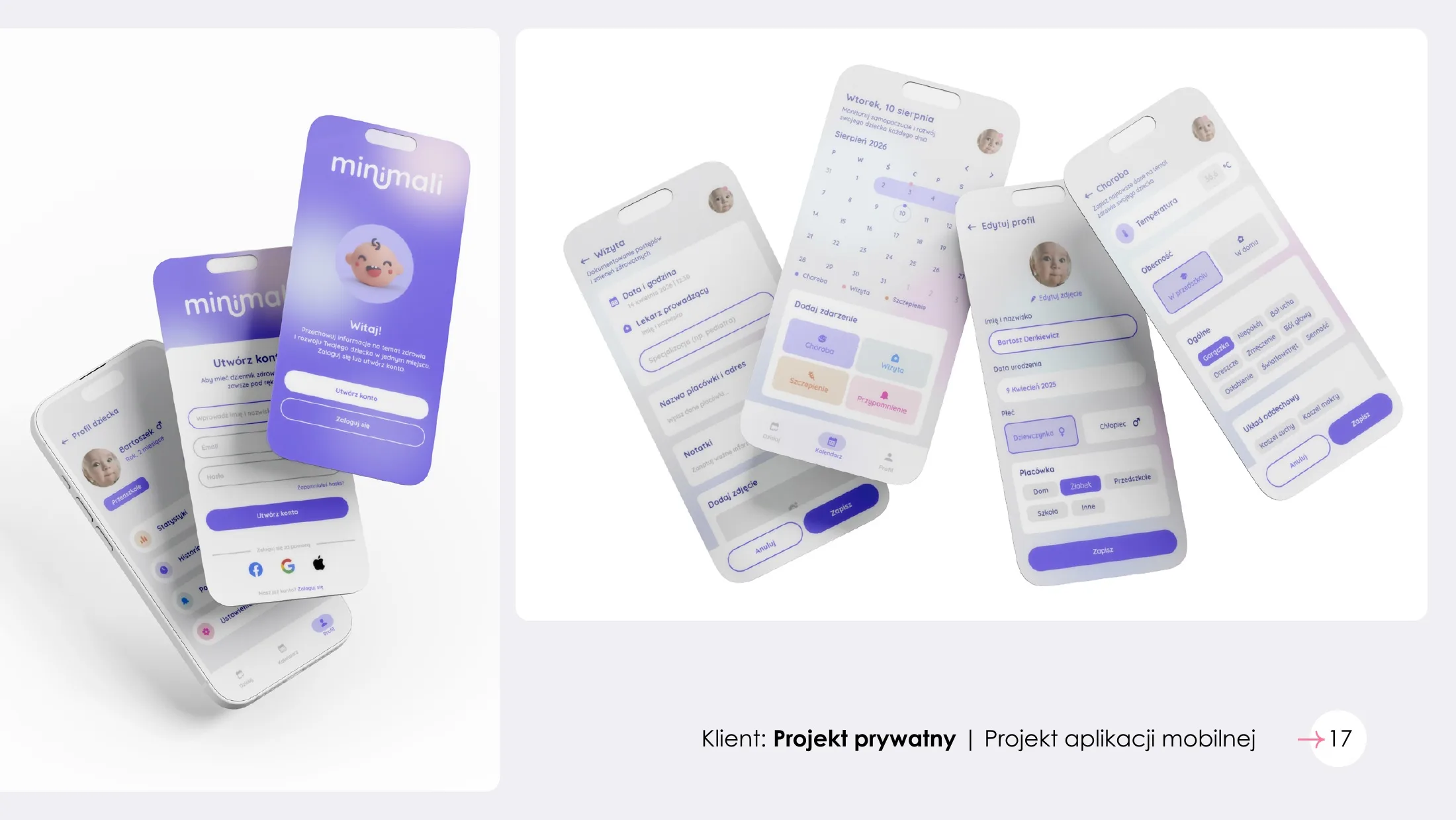 minimali: projekt aplikacji mobilnej do dziennika zdrowia dziecka.